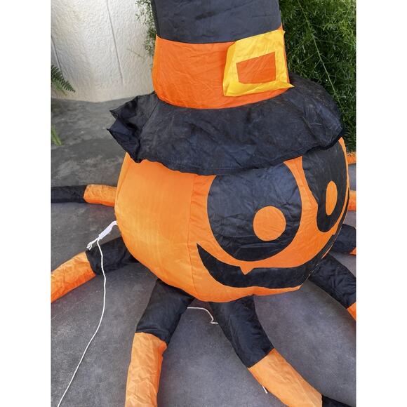 Gemmy Halloween Spider with Witch Hat Airblown Inflatable Yard Decor 5 ft Wide - Picture 4 of 6